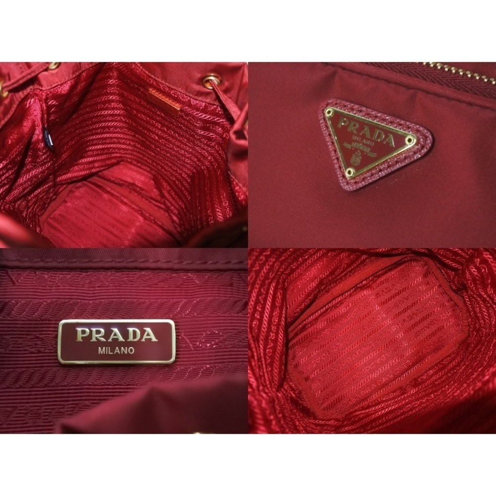 PRADA handbag triangle logo red drawstring closure - Picture 8 of 9